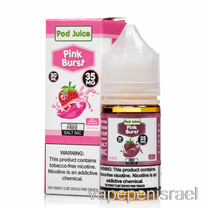 חד פעמי Vape Israel Pink Burst - מיץ תרמילים - 30 מ"ל 55 מ"ג